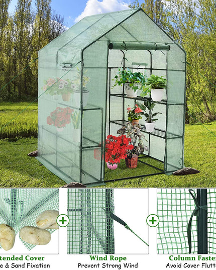 Walk-in Greenhouse, Gardening Plant Tent with Roll-Up Zippered Front Door