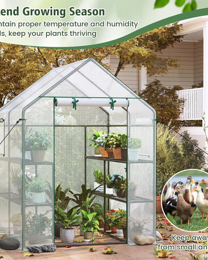 Giantex Walk-in Greenhouse, Gardening Plant Tent with Roll-Up Zippered Front Door and 2 Windows