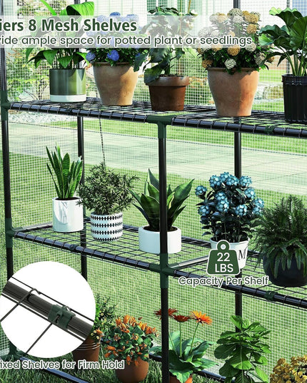 Giantex Walk-in Greenhouse, Gardening Plant Tent with Roll-Up Zippered Front Door and 2 Windows