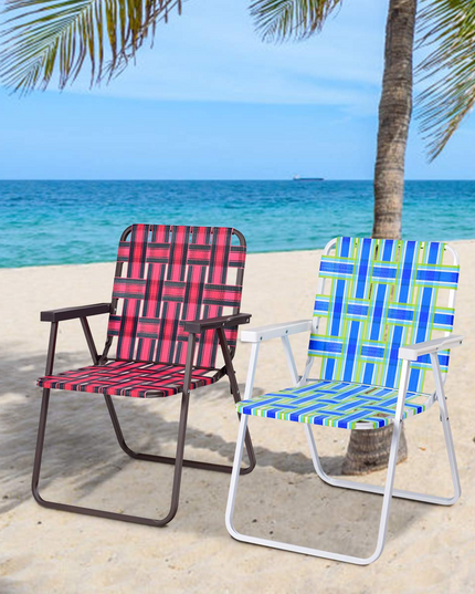 Giantex Folding Lawn Chairs Set of 6 Outdoor Portable Beach Chair W/Stable Steel Frame