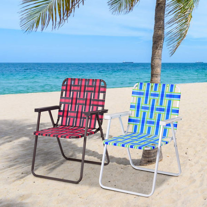 Giantex Folding Lawn Chairs Set of 6 Outdoor Portable Beach Chair W/Stable Steel Frame
