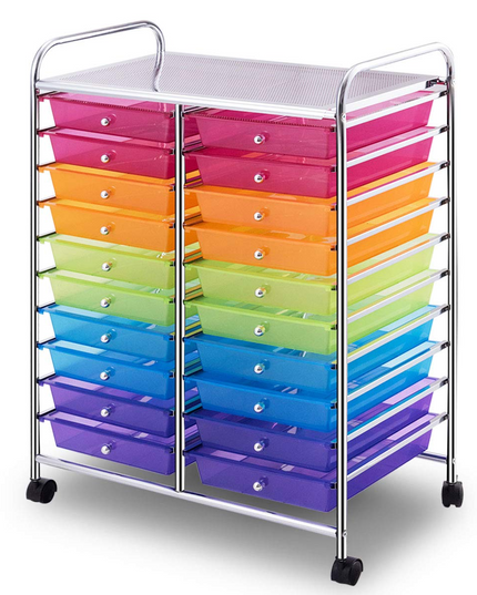 Giantex Storage Drawer Carts, 20-Drawer Organizer, Utility Cart on Wheels