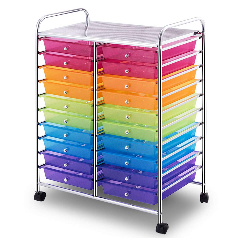 Giantex Storage Drawer Carts, 20-Drawer Organizer, Utility Cart on Wheels