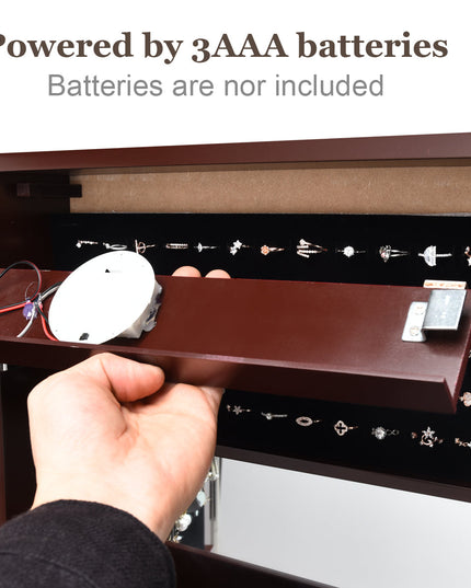 15 LEDs Wall Door Mounted Jewelry Armoire with Mirror - Giantex