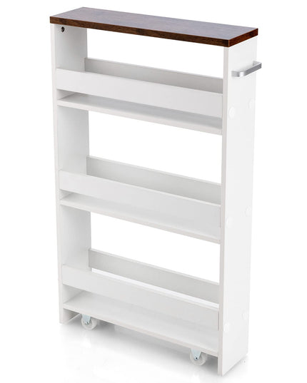 Giantex Kitchen Slim Storage Cart 4 Tier, Rolling Side Storage Cabinet w/Handle