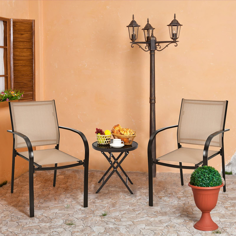 Comfortable 2 Pack Bistro Chairs for Porch Garden Backyard Poolside