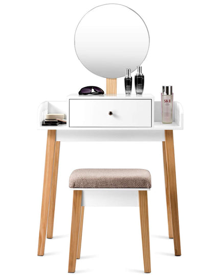 Giantex Vanity Table Set with Height Adjustable Round Mirror