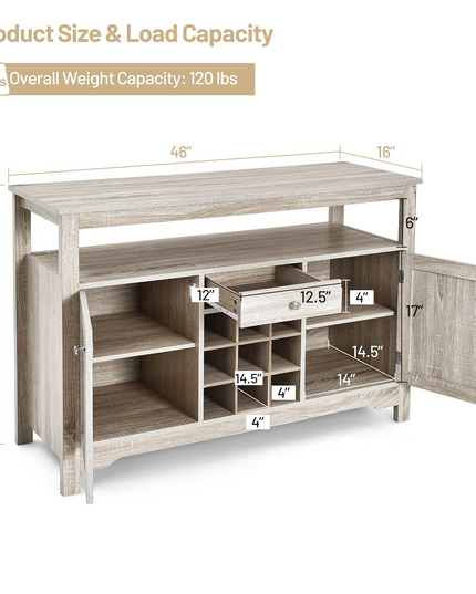 Buffet Server Sideboard, Console Table, Wood Dining Table - Giantex