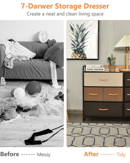 Giantex 7 Drawer Dresser Storage Tower with Fold-able Fabric Drawers