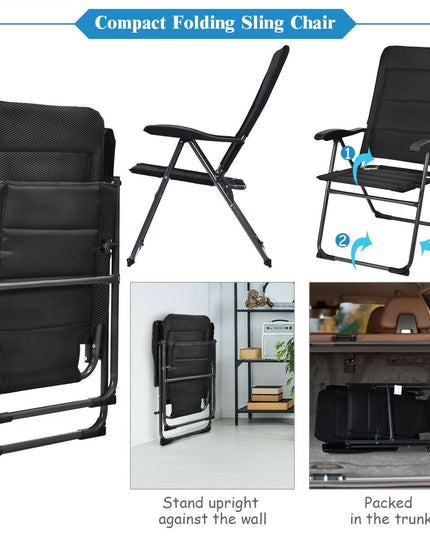 Set of 2 Patio Chairs, Folding Chairs with Adjustable Backrest