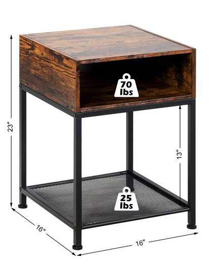 Giantex End Table Industrial W/Open Compartment