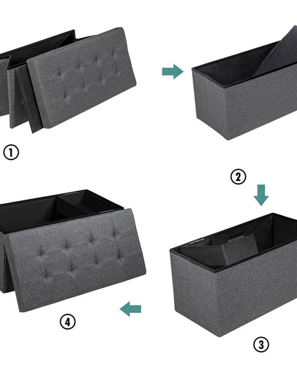 Storage Ottoman Footrest 31.5 Inch Fold-able Toy Organizers
