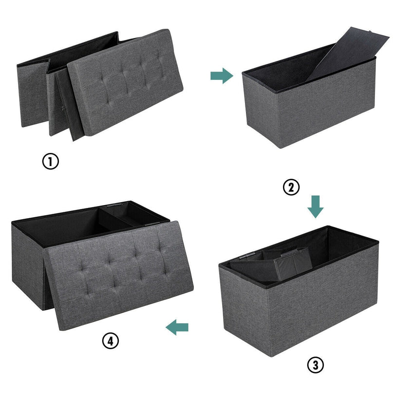 Storage Ottoman Footrest 31.5 Inch Fold-able Toy Organizers