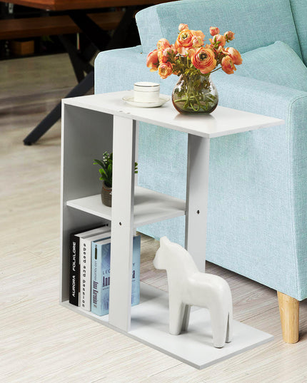 Giantex End Table C Shaped Side Table with Storage Shelf Snack Table TV Tray for Coach