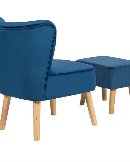 Modern Accent Chair Ottoman Set, Armless Slipper Sofa Chair with Footstool - Giantexus