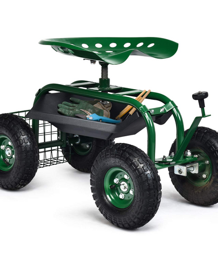 Giantex Mobile Garden Workseat, Lawn Wagon Cart