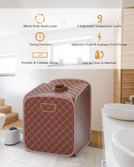 Giantex Portable Steam Sauna Spa 2L Folding Private Sauna Tent W/Chair Foot
