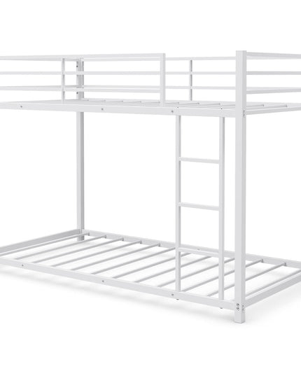 Classic Bunk Bed Frame with Safety Guard Rails & Side Ladder