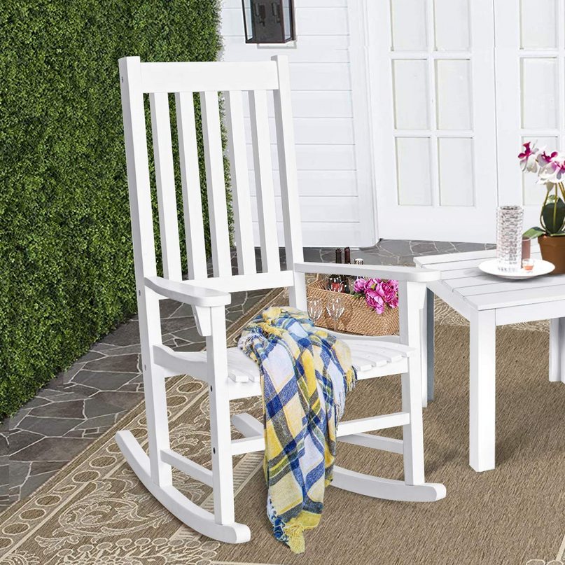 Giantex Rocking Chair Acacia Wood Frame Outdoor& Indoor