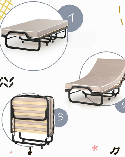 Rollaway Folding Bed with 4 Inch Mattress