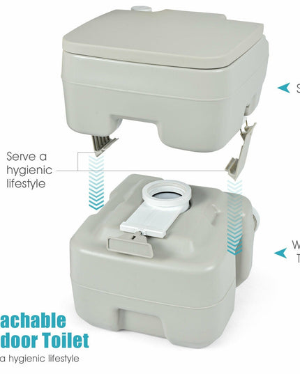 Portable Toilet 5.3 Gallon with Powerful Push Pump