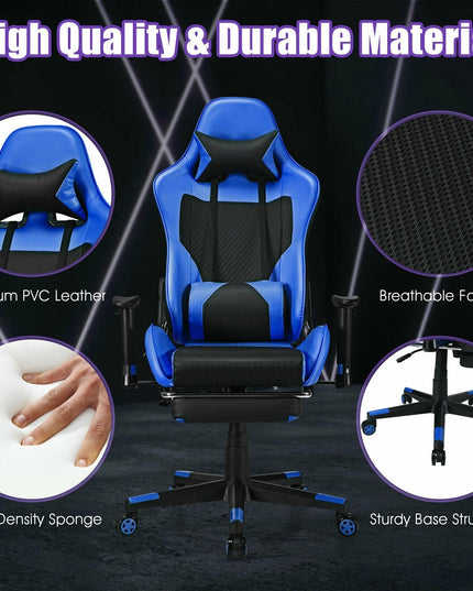 Massage Gaming Chair, Adjustable High Back with Health Massager Lumbar Support