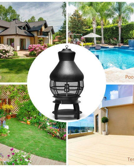 Wood Burning Chiminea, Heavy Duty Fireplace Wooden Chiminea Fire Pit
