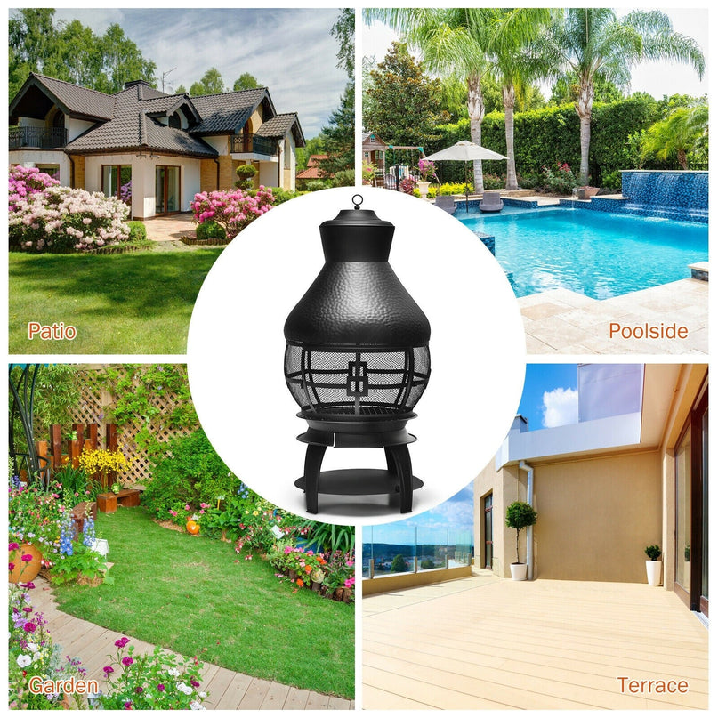 Wood Burning Chiminea, Heavy Duty Fireplace Wooden Chiminea Fire Pit