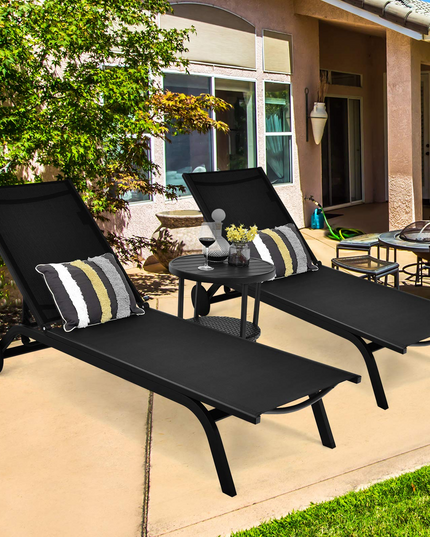 Giantex Lounge Chairs for Outside Patio Chaise Lounges Aluminum Recliner W/Adjustable 6 Backrest Positions and Wheels