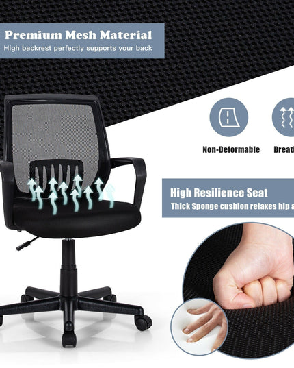 Mesh Office Chair, Mid Back Computer Desk Chair, Ergonomic Executive Chair