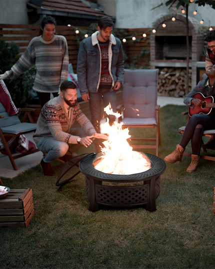 Giantex 32" Fire Pit, 3 in 1 Round Log Burner w/ High-Temp Resistance Finish