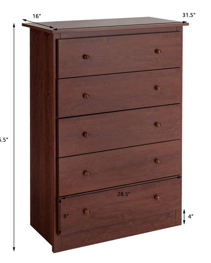 Giantex 5 Drawer Chest, Storage Dresser, Wooden Clothes Organizer