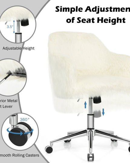 Fluffy Faux Fur Vanity Chair - Giantex