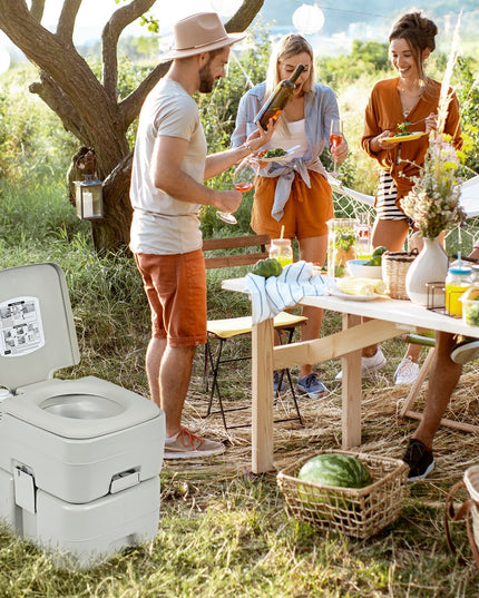 Portable Toilet 5.3 Gallon with Powerful Push Pump