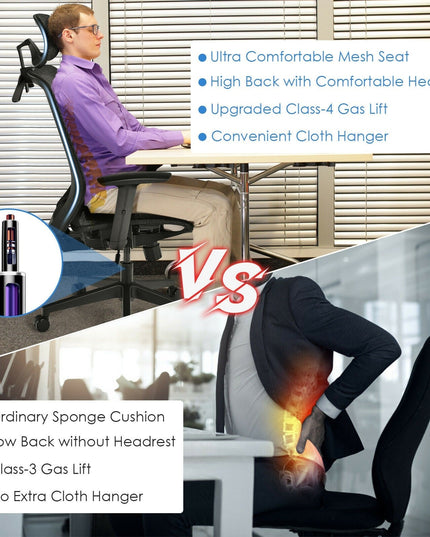 Mesh Office Chair, Ergonomic Office Chair with Headrest