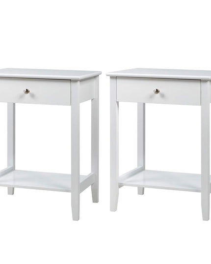 Nightstand Wooden 2-Tier Couch Sofa Side Table with Drawer, End Table