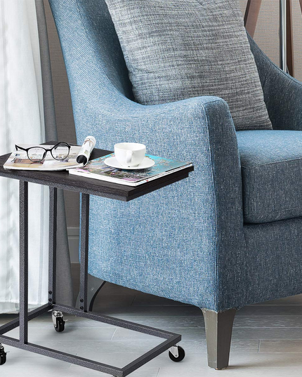 Giantex End Table Accent Sofa Side Table Wooden Rectangle Telephone Table with Rolling Casters