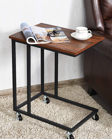 Giantex End Table Accent Sofa Side Table Wooden Rectangle Telephone Table with Rolling Casters