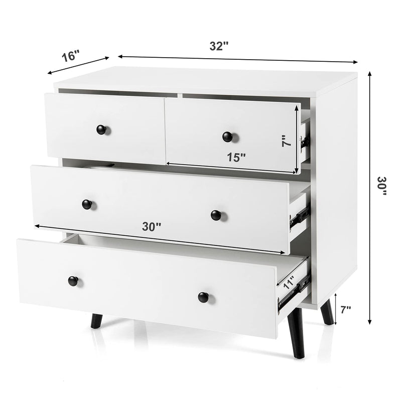 Giantex 4 Drawer Chest Dresser w/Spacious Drawers & Metal Handles