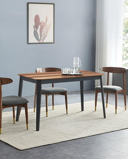 Wood Dining Table, Rectangular Kitchen Table (Walnut & Black) - Giantexus
