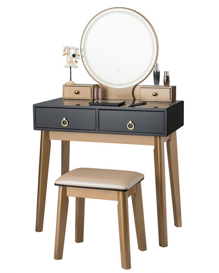 Vanity Set with Touch Screen Dimming Mirror, 3 Color Lighting Modes