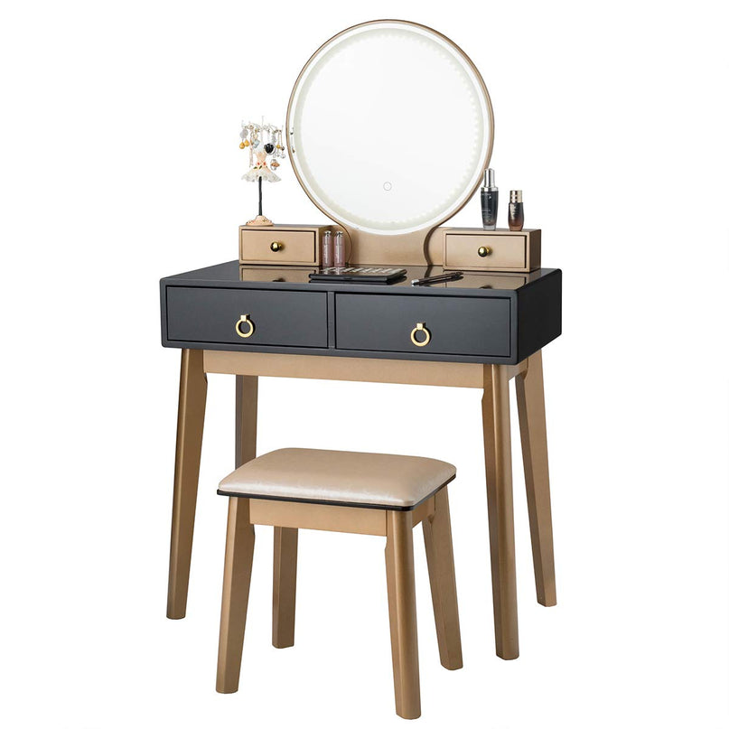 Vanity Set with Touch Screen Dimming Mirror, 3 Color Lighting Modes