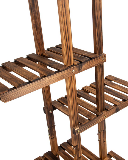 Giantex Flower Rack Wood Plant Stand 7 Wood Shelves 11 Pots