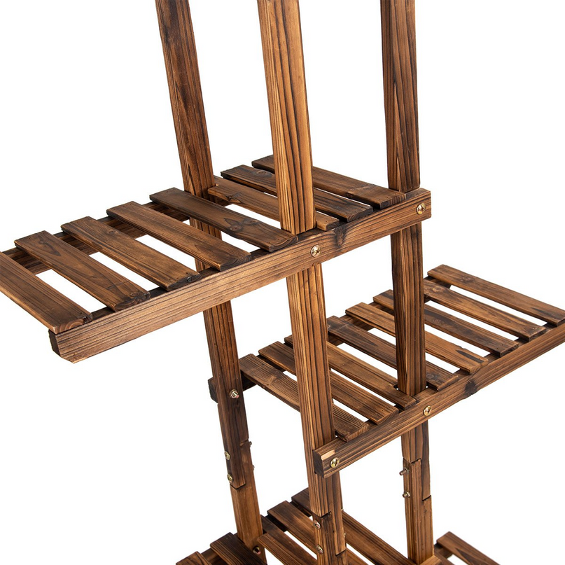 Giantex Flower Rack Wood Plant Stand 7 Wood Shelves 11 Pots