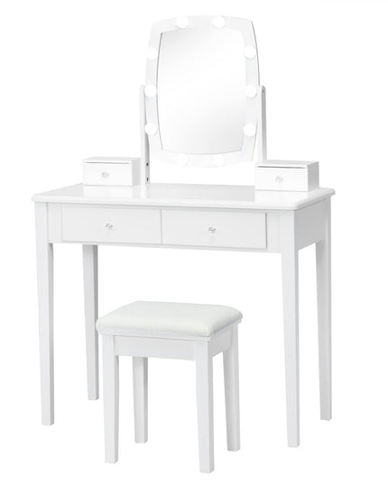 Giantex Modern Bedroom Makeup Desk Dressing Table with Cushioned Stool for Girls Women