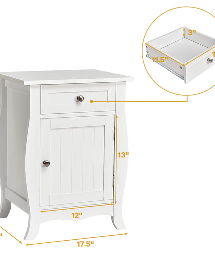 Giantex End Table Accent Storage Floor Cabinet, Wooden Nightstand with Drawer