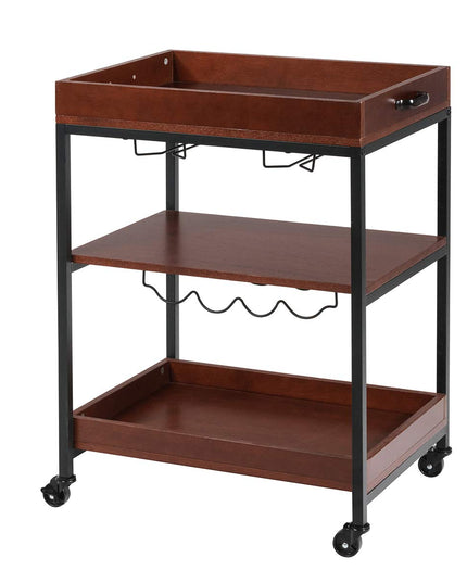 Giantex Kitchen Island Cart Rolling Industrial Style, Rustic Brown