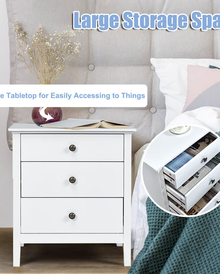Giantex Nightstand with Drawers Solid Structure Side Table for Storage Bedroom