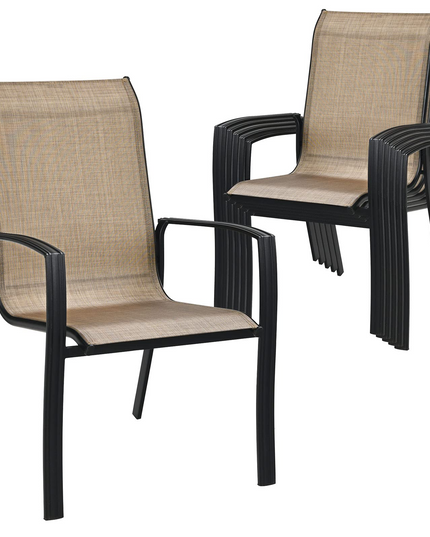 Giantex Metal Camping Chairs with High Backrest Armrest for Porch Deck Pool Beach Yard