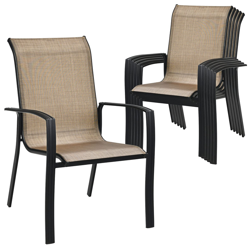 Giantex Metal Camping Chairs with High Backrest Armrest for Porch Deck Pool Beach Yard